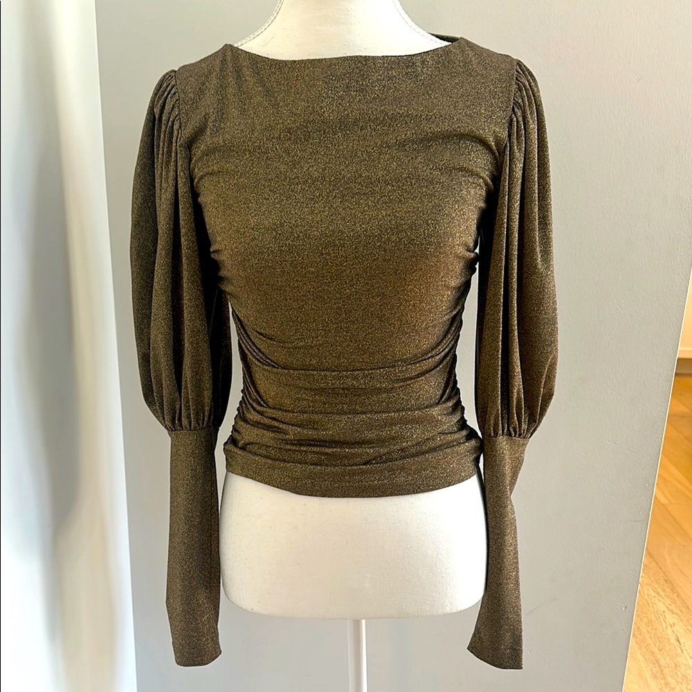 Nicole Miller Elegant Brown Long-Sleeve Top